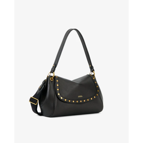 Isabel Marant Chany M Leather Bag in Black | Shoulder & Crossbody Bags | Coveti