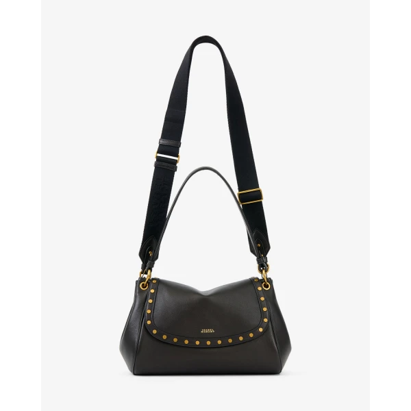 Isabel Marant Chany M Leather Bag in Black | Shoulder & Crossbody Bags | Coveti
