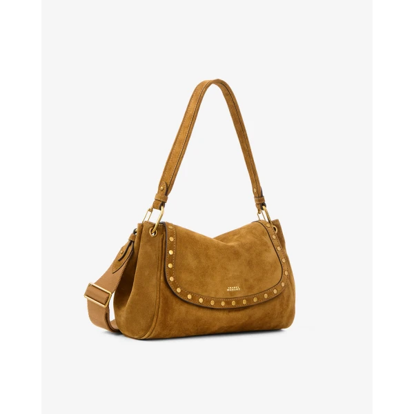 Isabel Marant Chany M Suede Bag in Cognac | Shoulder & Crossbody Bags | Coveti