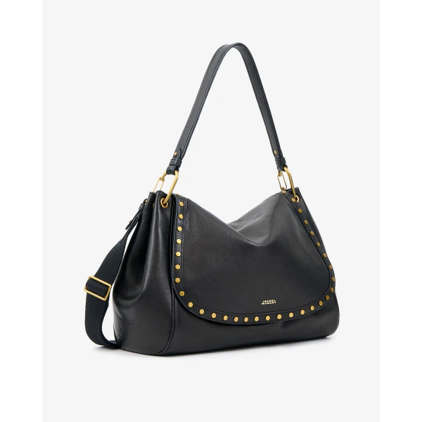 Isabel Marant Chany XL Leather Bag in Black | Shoulder & Crossbody Bags | Coveti