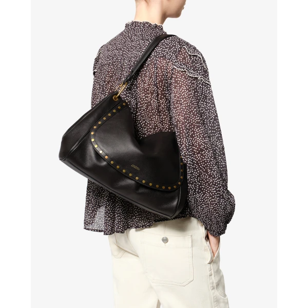 Isabel Marant Chany XL Leather Bag in Black | Shoulder & Crossbody Bags | Coveti