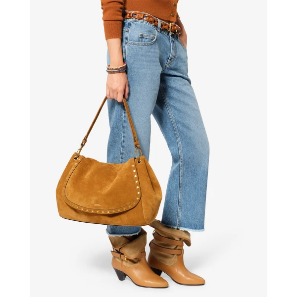 Isabel Marant Chany XL Suede Bag in Cognac | Shoulder & Crossbody Bags | Coveti