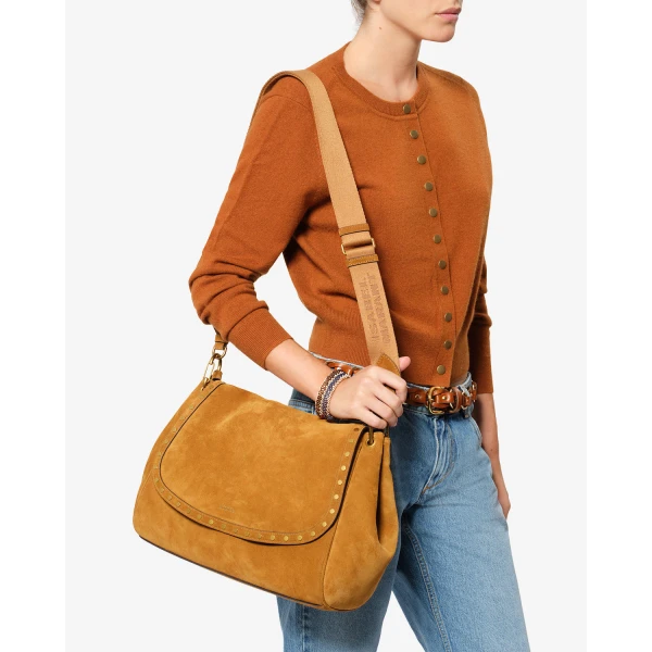 Isabel Marant Chany XL Suede Bag in Cognac | Shoulder & Crossbody Bags | Coveti