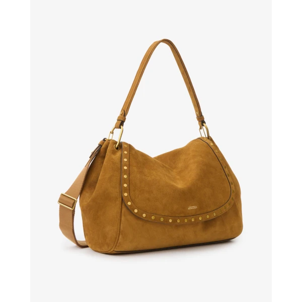 Isabel Marant Chany XL Suede Bag in Cognac | Shoulder & Crossbody Bags | Coveti