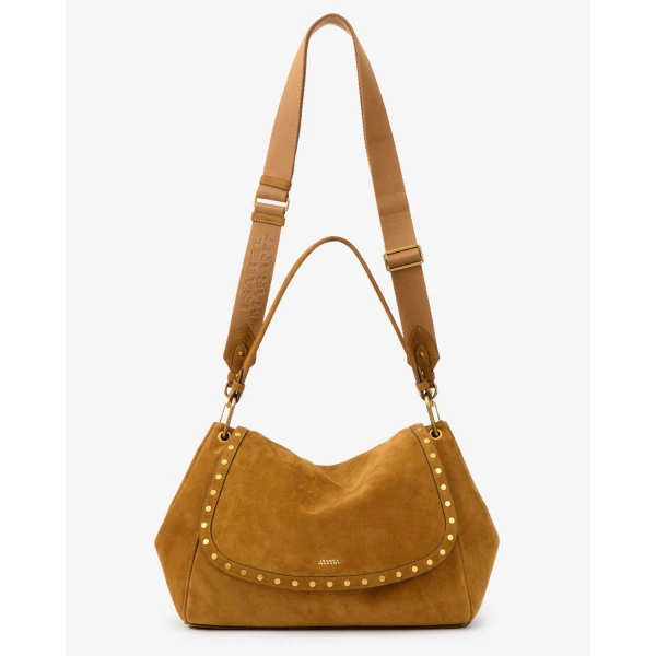 Isabel Marant Chany XL Suede Bag in Cognac | Shoulder & Crossbody Bags | Coveti