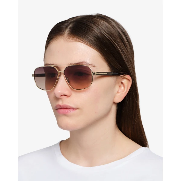Isabel Marant Clero Aviator Sunglasses in Gold Pink Green and Grey Green Azur | Sunglasses | Coveti
