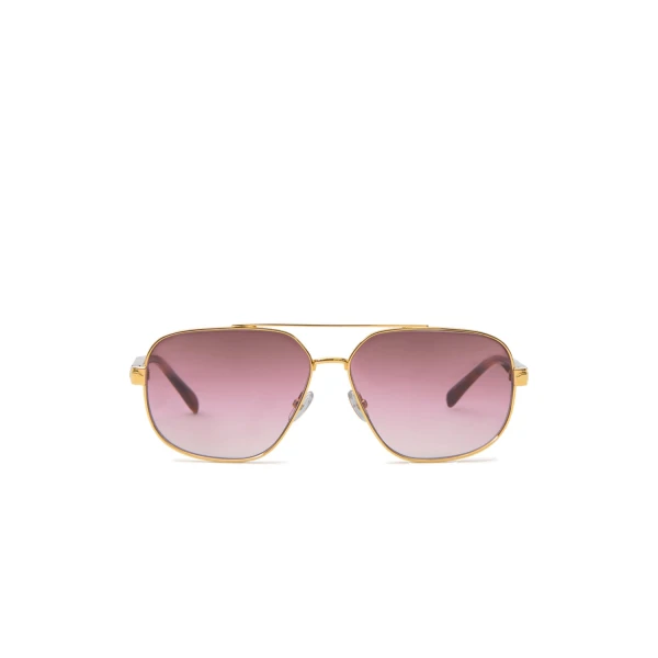 Clero Pilot Sunglasses in Yellow Gold and Brown Purple