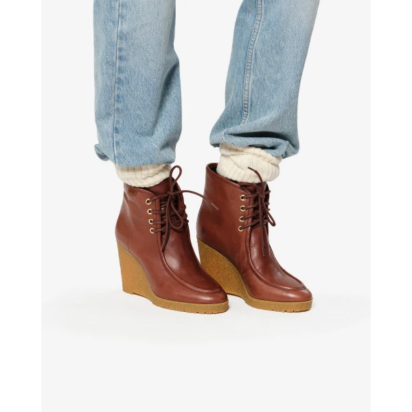 Isabel Marant Cylia Ankle Boots in Dark Brown | Boots | Coveti