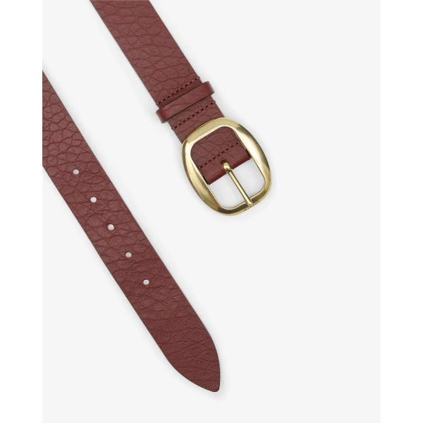 Isabel Marant Dara Leather Belt in Burgundy | Belts | Coveti