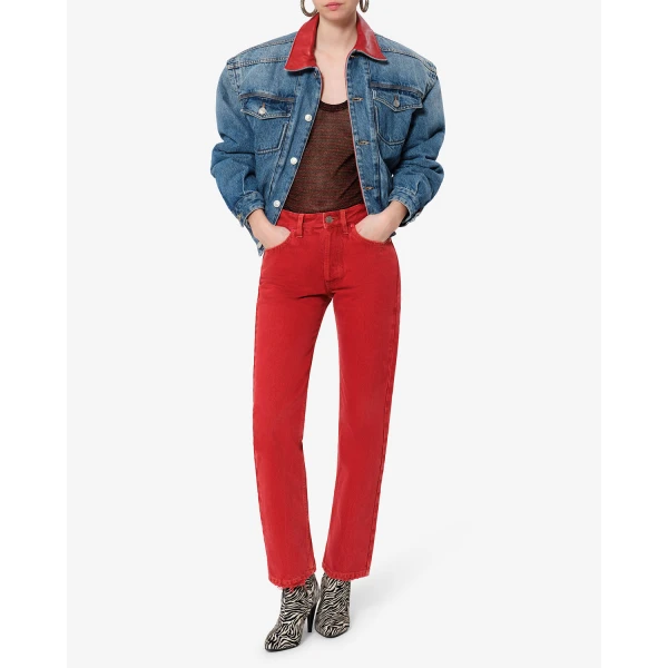 Isabel Marant Daya Regular Jeans in Red | Denim | Coveti
