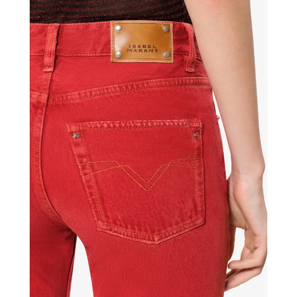 Isabel Marant Daya Regular Jeans in Red | Denim | Coveti