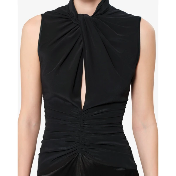 Isabel Marant Delfi Silk Dress in Black | Midi Dresses | Coveti