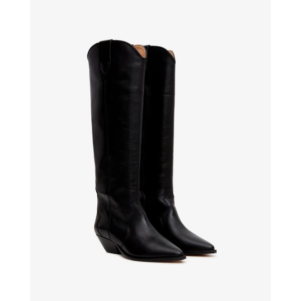 Isabel Marant Denvee Leather Boots in Black | Boots | Coveti