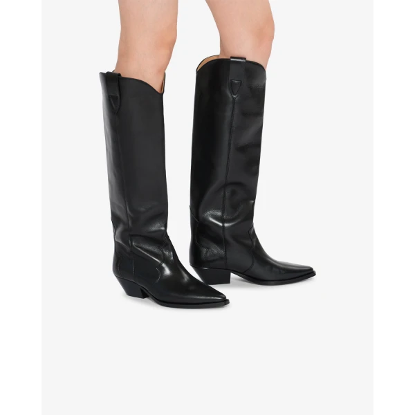 Isabel Marant Denvee Leather Boots in Black | Boots | Coveti