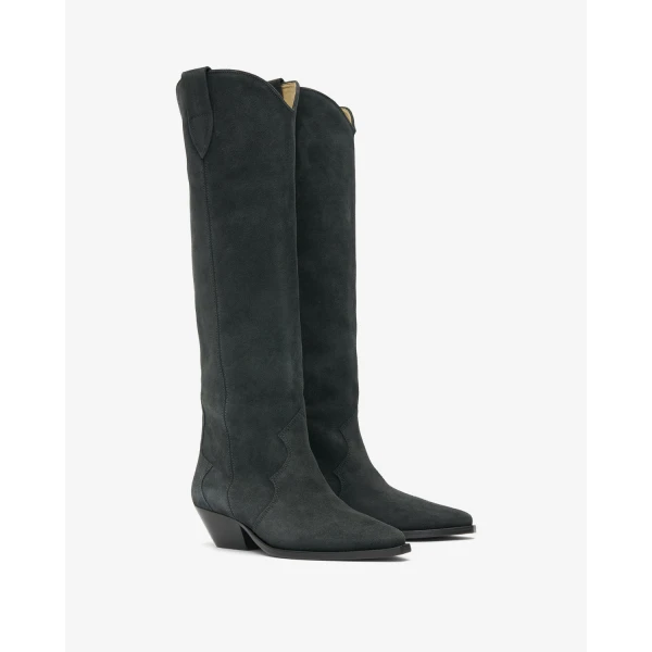 Isabel Marant Denvee Suede Boots in Faded Black | Boots | Coveti