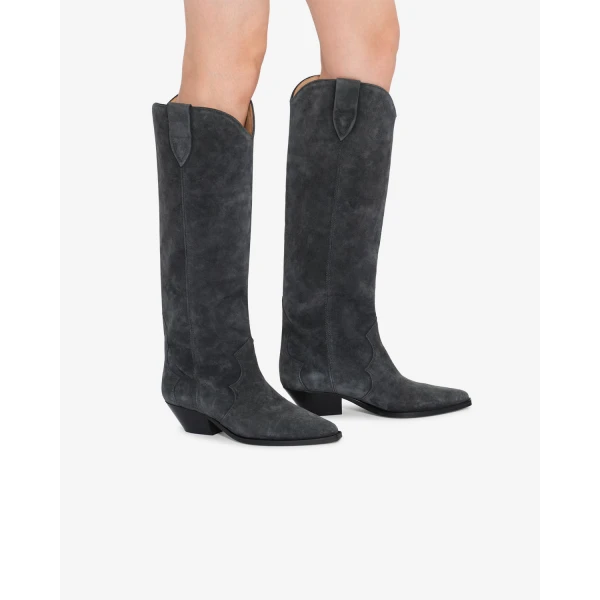 Isabel Marant Denvee Suede Boots in Faded Black | Boots | Coveti