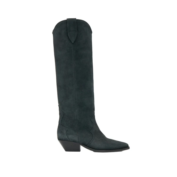 Denvee Suede Boots in Faded Black