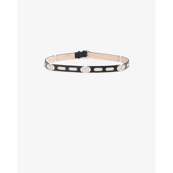 Isabel Marant Depson Leather Belt in Black and Palladium | Belts | Coveti