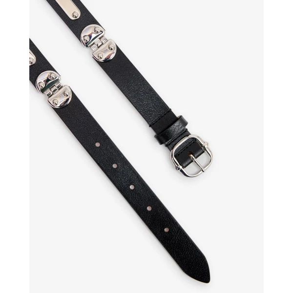 Isabel Marant Depson Leather Belt in Black and Palladium | Belts | Coveti