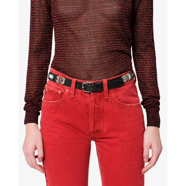 Isabel Marant Depson Leather Belt in Black and Palladium | Belts | Coveti