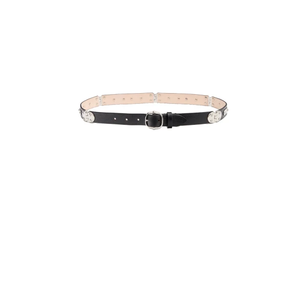 Isabel Marant Depson Leather Belt in Black and Palladium | Women | Coveti