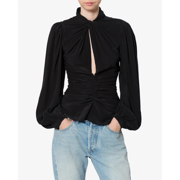 Isabel Marant Depsona Silk Blouse in Black | Blouse | Coveti
