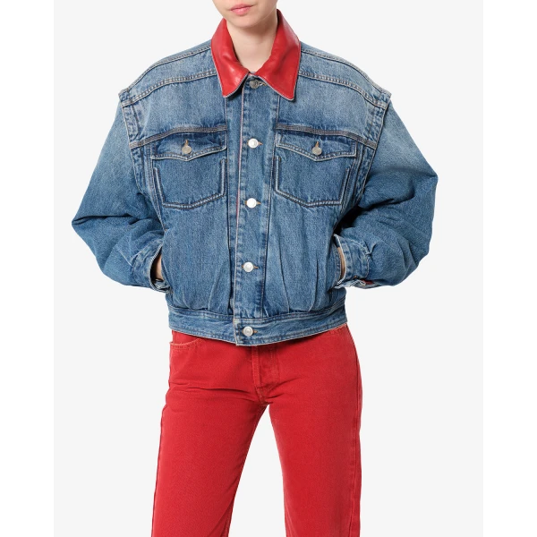 Isabel Marant Devyn Denim Jacket in Blue | Denim | Coveti
