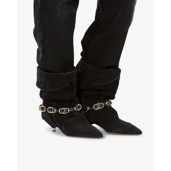 Isabel Marant Edrik Rings Ankle Boots in Black | Boots | Coveti