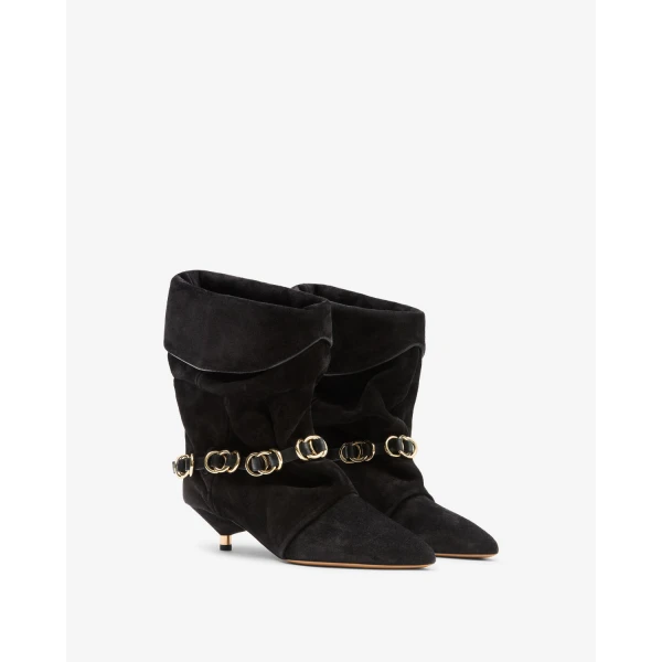 Isabel Marant Edrik Rings Ankle Boots in Black | Boots | Coveti