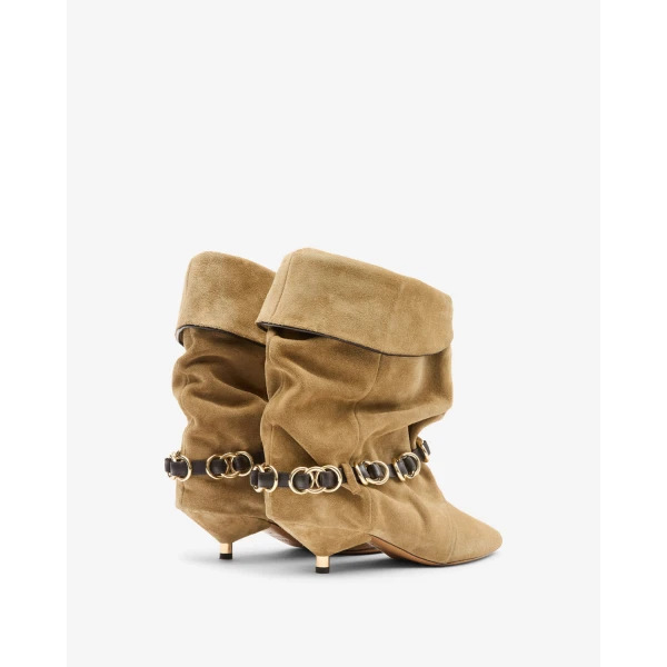 Isabel Marant Edrik Rings Ankle Boots in Taupe | Boots | Coveti