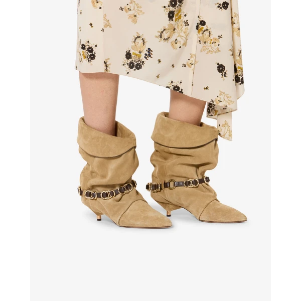 Isabel Marant Edrik Rings Ankle Boots in Taupe | Boots | Coveti