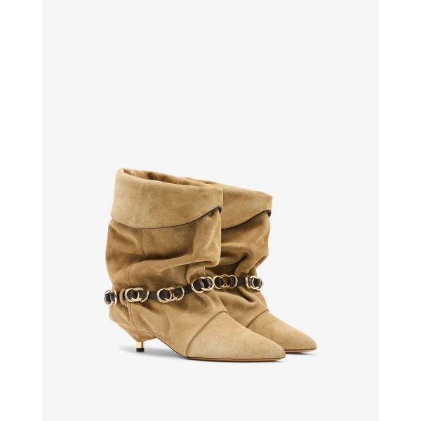 Isabel Marant Edrik Rings Ankle Boots in Taupe | Boots | Coveti