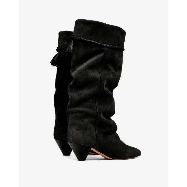 Isabel Marant Elita Suede Boots in Faded Black | Boots | Coveti