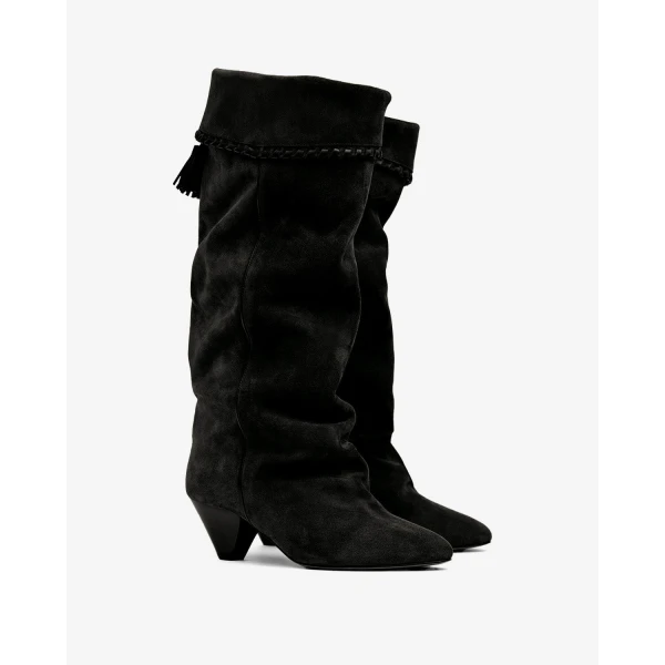Isabel Marant Elita Suede Boots in Faded Black | Boots | Coveti