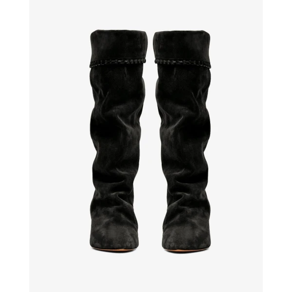 Isabel Marant Elita Suede Boots in Faded Black | Boots | Coveti