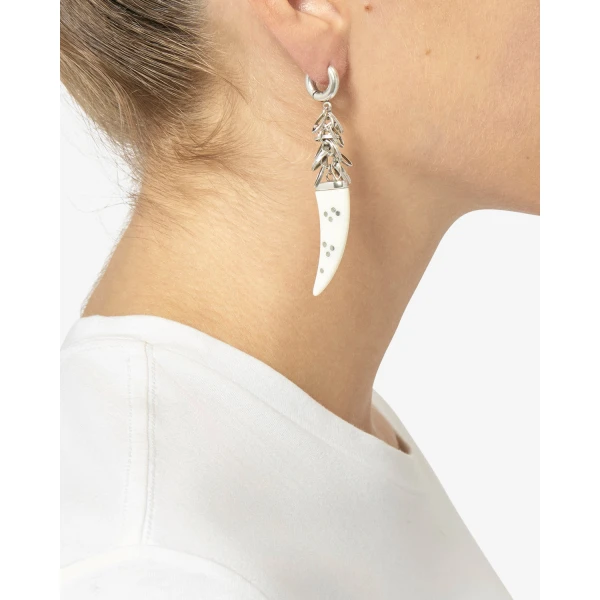 Isabel Marant Ellen Earrings in Ecru and Silver | Earrings | Coveti