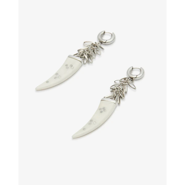 Isabel Marant Ellen Earrings in Ecru and Silver | Earrings | Coveti