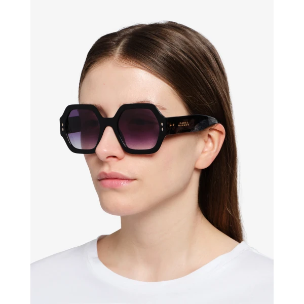 Isabel Marant Elyz Sunglasses in Black Havana and Grey | Sunglasses | Coveti