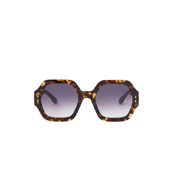 Isabel Marant Elyz Sunglasses in Havana Brown and Purple | Women | Coveti