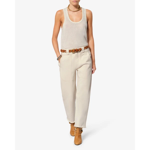 Isabel Marant Ermina Pants in Ecru | Wide leg pants | Coveti