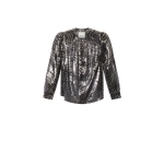 Isabel Marant Farali Silk Blouse in Black and Silver | Women | Coveti