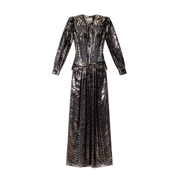 Felby Silk Dress in Black and Silver