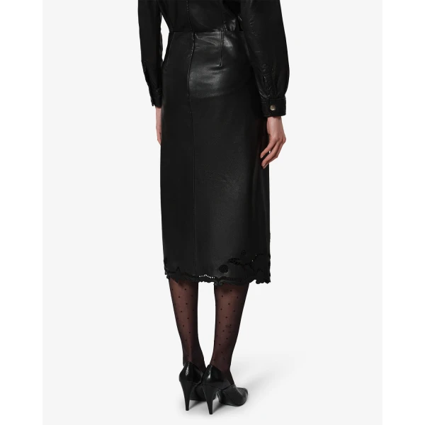 Isabel Marant Fulsa Leather Skirt in Black | Leather Skirts | Coveti