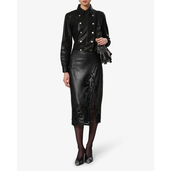 Isabel Marant Fulsa Leather Skirt in Black | Leather Skirts | Coveti