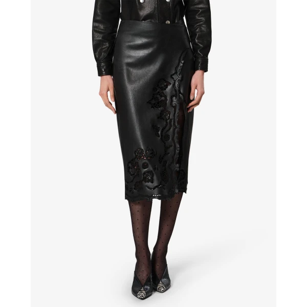 Isabel Marant Fulsa Leather Skirt in Black | Leather Skirts | Coveti