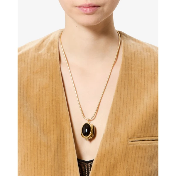 Isabel Marant Hanae Long Necklace in Black | Necklace | Coveti