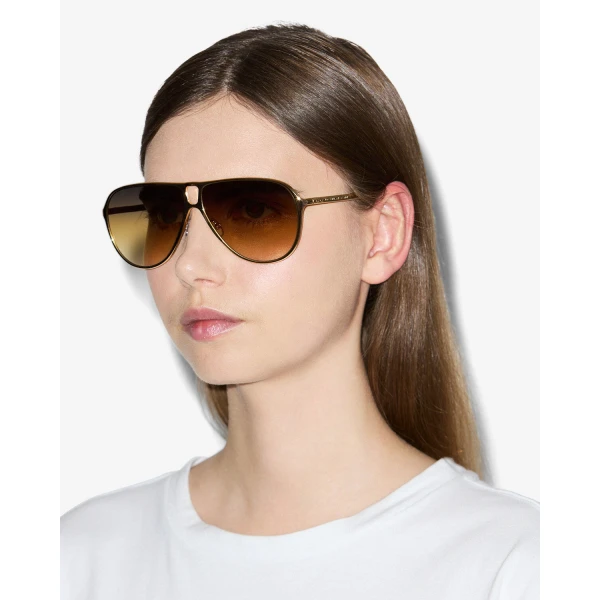 Isabel Marant Haylo Aviator Sunglasses in Gold Brown and Brown Shaded | Sunglasses | Coveti