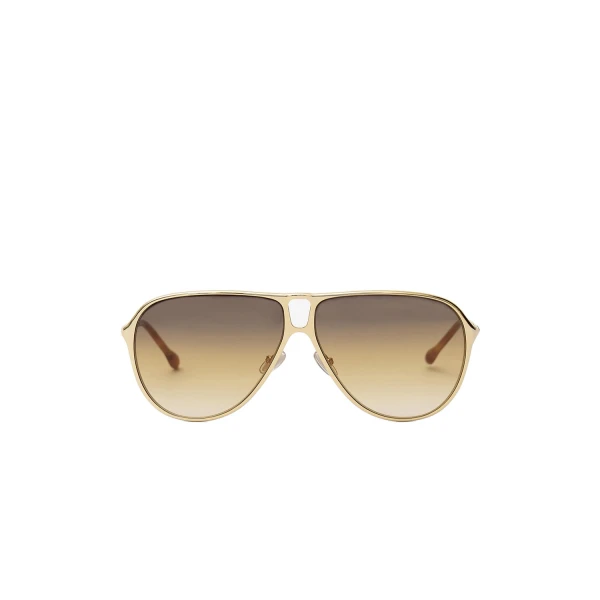 Haylo Aviator Sunglasses in Gold Brown and Brown Shaded