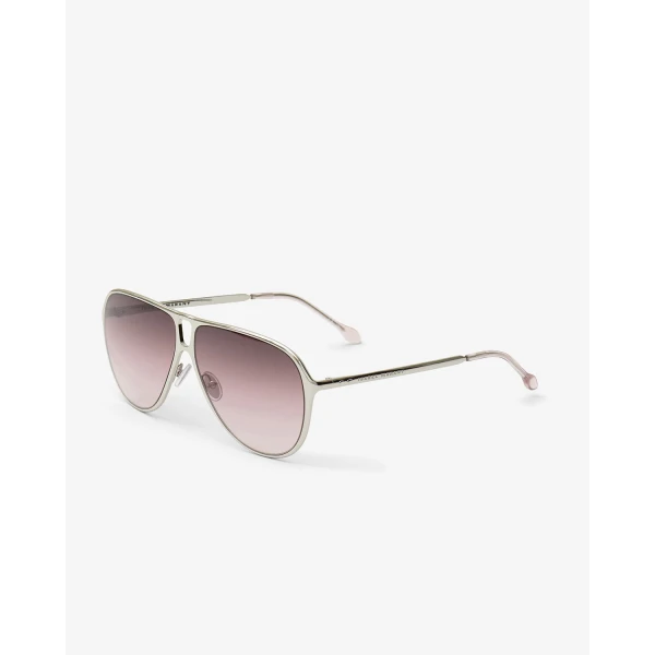 Isabel Marant Haylo Aviator Sunglasses in Palladium Pink and Burgundy Shaded | Sunglasses | Coveti