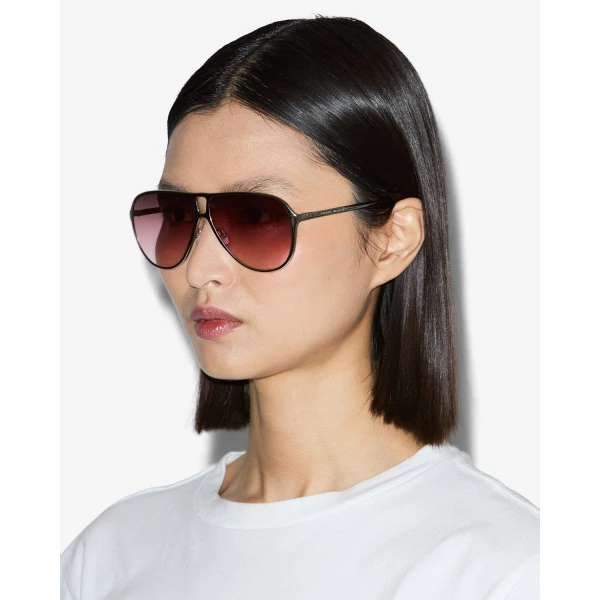 Isabel Marant Haylo Aviator Sunglasses in Palladium Pink and Burgundy Shaded | Sunglasses | Coveti